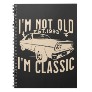 Caderno Espiral Eu não sou velho Eu sou clássico, o carro negro mo