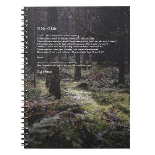 Caderno Espiral Eu! Oh Life! Walt Whitman Poem Wooded Path 3