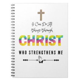 Caderno Espiral Eu posso fazer tudo através do Cristo que fortalec