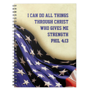 Caderno Espiral EU POSSO FAZER TUDO Phil 4:13 BANDEIRA AMERICA