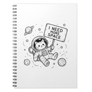 Caderno Espiral Eu Preciso de Mais Espaço Gato Astronauta Engraçad