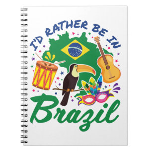 Caderno Espiral Eu Preferencialmente no Brasil Viagem Souvenir