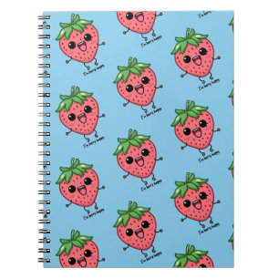 Caderno Espiral Eu sou Berry Happy, fofinha, saltando morango kawa