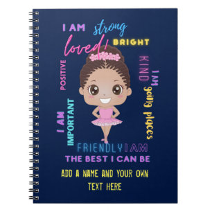 Caderno Espiral Eu sou - Garota Positiva afirma Ballerina Notebo