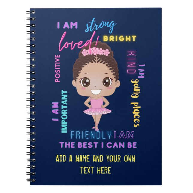 Caderno Espiral Eu sou - Garota Positiva afirma Ballerina Notebo (Frente)