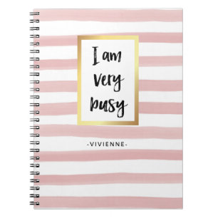 Caderno Espiral Eu sou listras e ouro cor-de-rosa muito ocupados