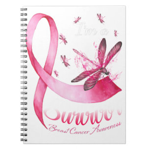 Caderno Espiral Eu sou um Cancer de frita rosa-de-vidro sobrevivo