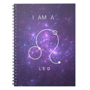 Caderno Espiral Eu sou um Sinal de Leo Purple Zodiac