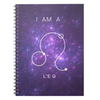 Caderno Espiral Eu sou um Sinal de Leo Purple Zodiac
