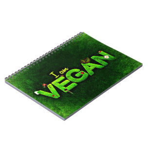 Caderno Espiral Eu sou Vegan escrito com uma textura gramínea da