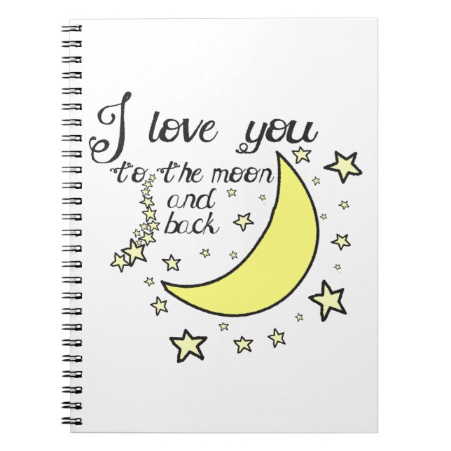 Caderno Espiral Eu te amo à lua e à parte traseira (Frente)