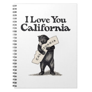Caderno Espiral Eu te amo abraço de urso de Califórnia