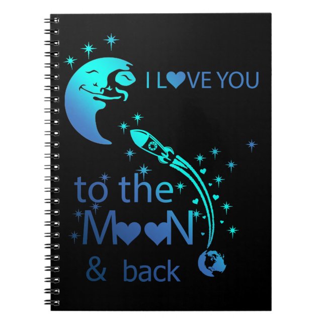 Caderno Espiral Eu te amo na lua e de volta - (Frente)