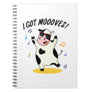 Caderno Espiral Eu Tenho Movimentos Vaca Engraçada Dançando Piada 