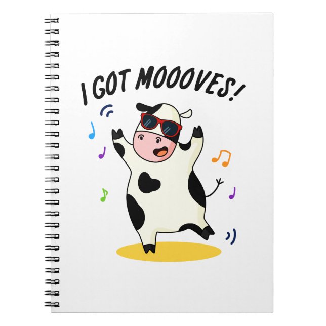 Caderno Espiral Eu Tenho Movimentos Vaca Engraçada Dançando Piada  (Frente)