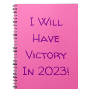 Caderno Espiral Eu Terei A Vitória Em 2023! Magenta e rosa quente