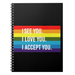 Caderno Espiral Eu Vejo Eu Amo Você Eu Aceito Você Camisa Gay Prid