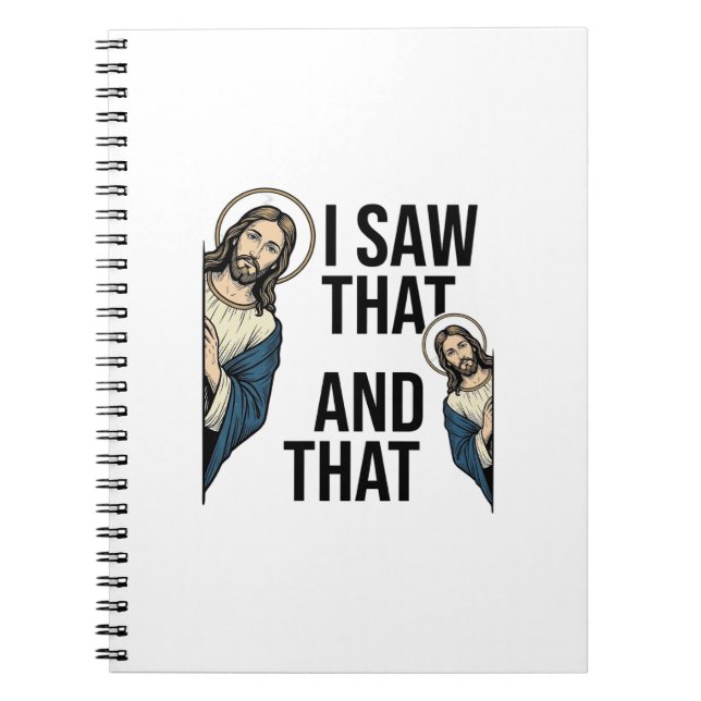 Caderno Espiral Eu Vi Aquele Jesus Engraçado Espiando Design de Ca (Frente)