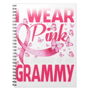 Caderno Espiral Eu Visto Rosa Em Memória Do Meu Grammy