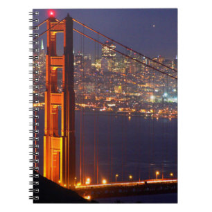 Caderno Espiral EUA, Califórnia. Golden Gate Bridge à Noite