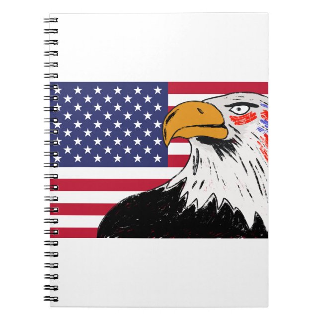 Caderno Espiral EUA Desenho de uma águia (Frente)