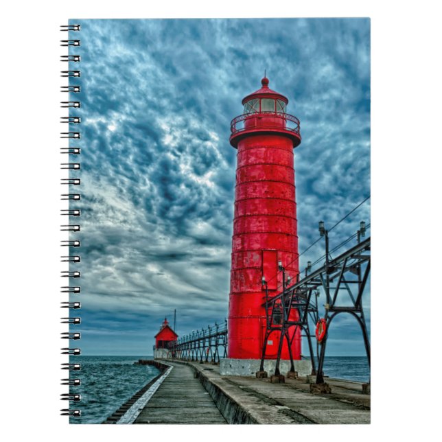Caderno Espiral EUA, Grand Haven, Michigan, farol (Frente)