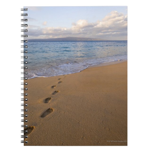 Caderno Espiral EUA, Havaí, Maui, Wailea, pegadas na praia 2 (Frente)