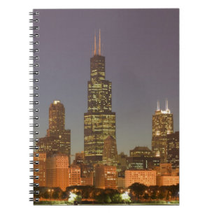 Caderno Espiral EUA, Illinois, Chicago: Skyline City / Noite