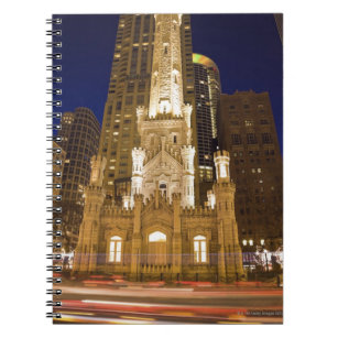 Caderno Espiral EUA, Illinois, Chicago, torre de água iluminada