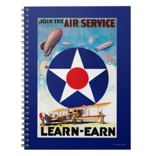 Caderno Espiral EUA - Junte-se ao serviço aéreo Aprender-Ganham