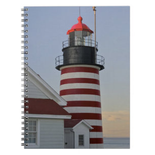 Caderno Espiral EUA, Maine, Lubec. Farol de West Quoddy Head,