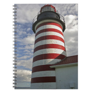 Caderno Espiral EUA, Maine, Lubec. Farol West Quoddy Head