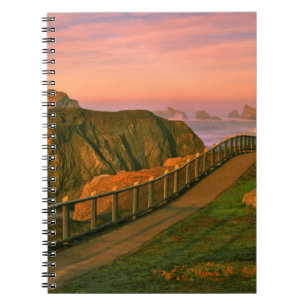 Caderno Espiral EUA, Oregon, Bandon. Rochas vistas da trilha