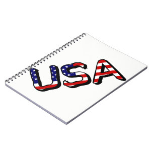 Caderno Espiral EUA sobrepostos na bandeira dos EUA