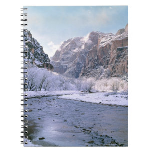 Caderno Espiral EUA, Utah, Zion NP. Neve fresca cobre o canyon