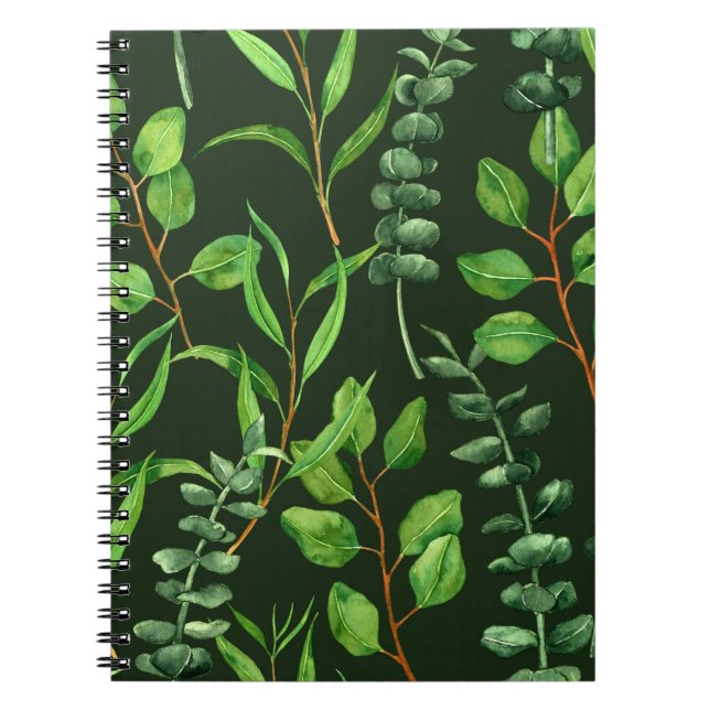 Caderno Espiral Eucalipto em verde escuro (Frente)