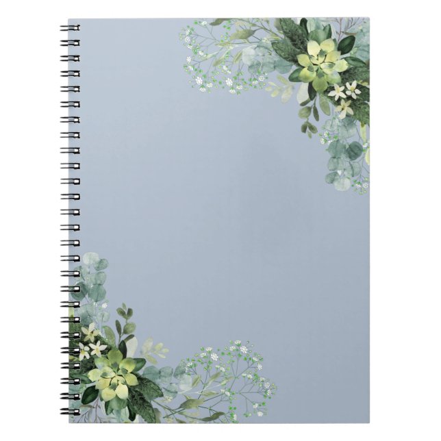 Caderno Espiral Eucalyptus Greenery Bebês Folhagem de Casamento Re (Frente)