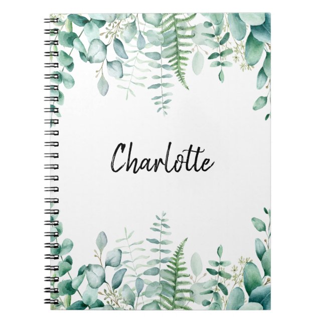 Caderno Espiral Eucalyptus greenery woodland fern (Frente)