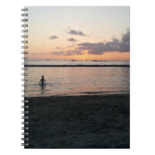 Caderno Espiral Evening Sunset Tropical Beach Waikiki Oahu Hawaii