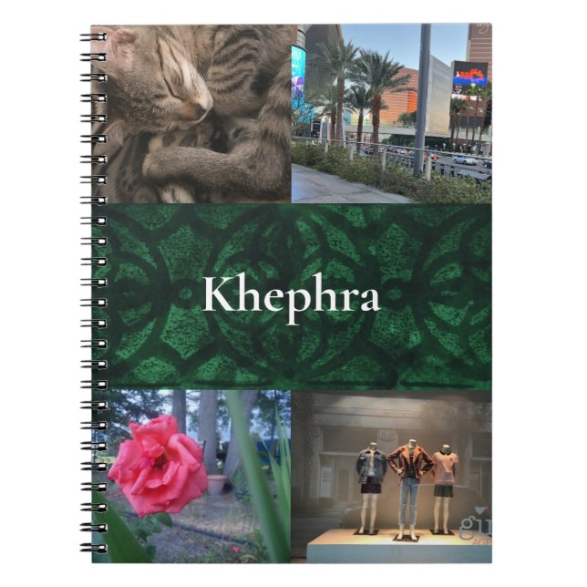 Caderno Espiral Evergreen Batik Collage e Nome (Frente)