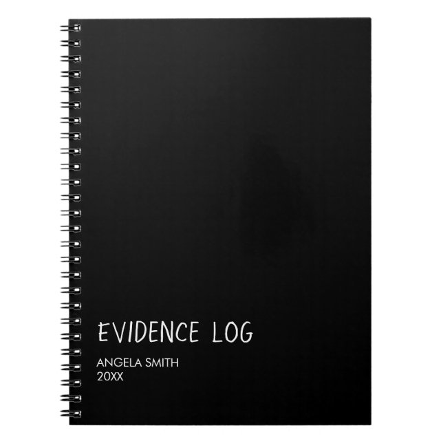 Caderno Espiral Evidence Log Notebook – Funny Dark Humor Journal,  (Frente)