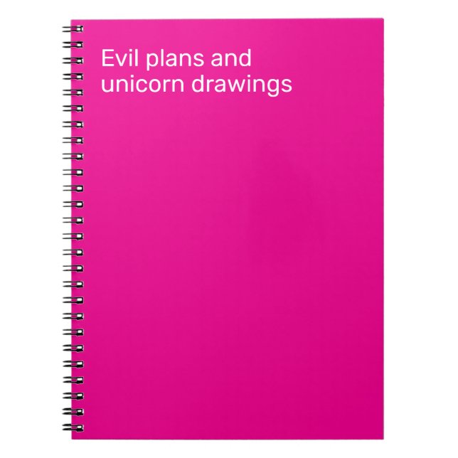 Caderno Espiral Evil plans and unicorn drawings (Frente)