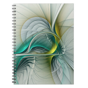 Caderno Espiral Evolução Fractal, Turquesa Ouro