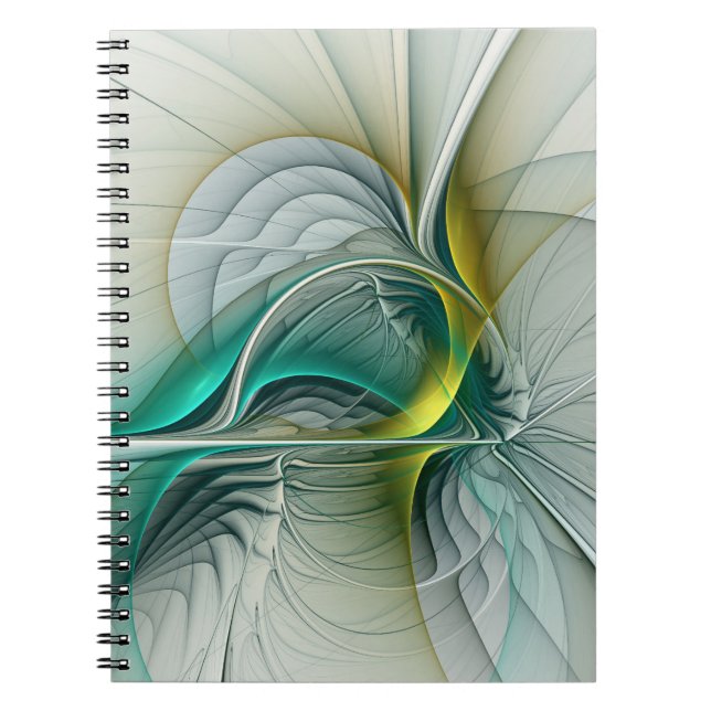 Caderno Espiral Evolução Fractal, Turquesa Ouro (Frente)