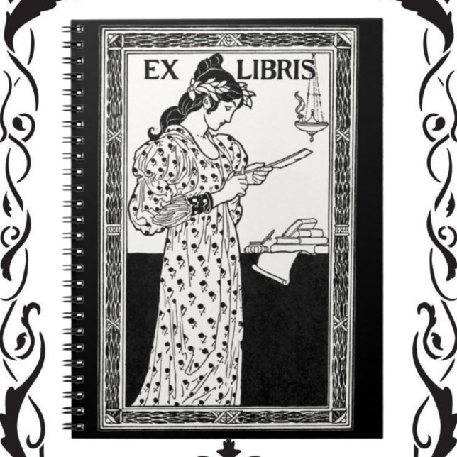 Caderno Espiral Ex-libris art nouveau (Criador carregado)