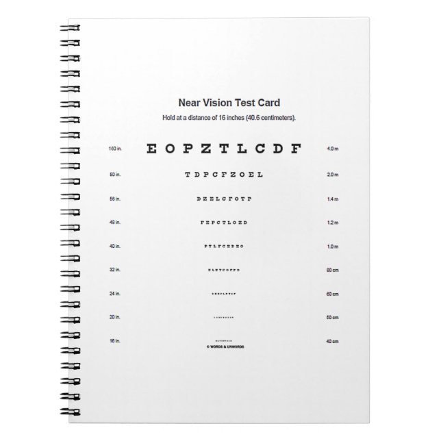 Caderno Espiral Exame de Acuidade Visual da Placa de Teste de Visã (Frente)