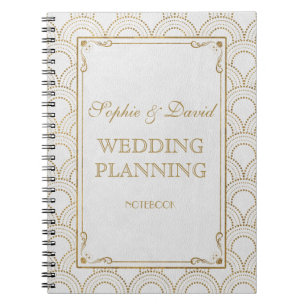 Caderno Espiral Excelente Branco Gatsby Art Deco Dourado Planner