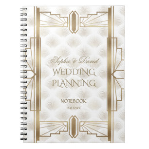 Caderno Espiral Excelente Charm Dourado Gatsby Art Deco Planner de