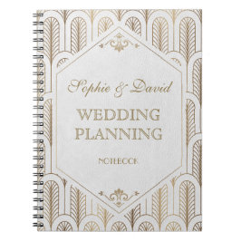 Caderno Espiral Excelente Gatsby Art Deco Dourado Branca Planner