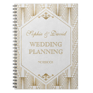 Caderno Espiral Excelente Gatsby Art Deco Dourado Branca Planner
